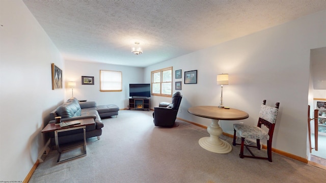 524 Kinney St, Bridgeport, WV 26554 - carpeted living room featuring baseboards and a textured ceiling