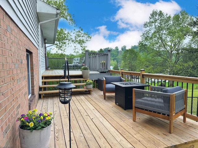524 Kinney St, Bridgeport, WV 26554 - wooden deck with an outdoor living space with a fire pit