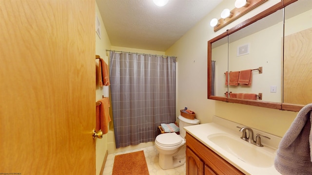 524 Kinney St, Bridgeport, WV 26554 - full bath featuring vanity, toilet, a textured ceiling, and shower / bath combination with curtain