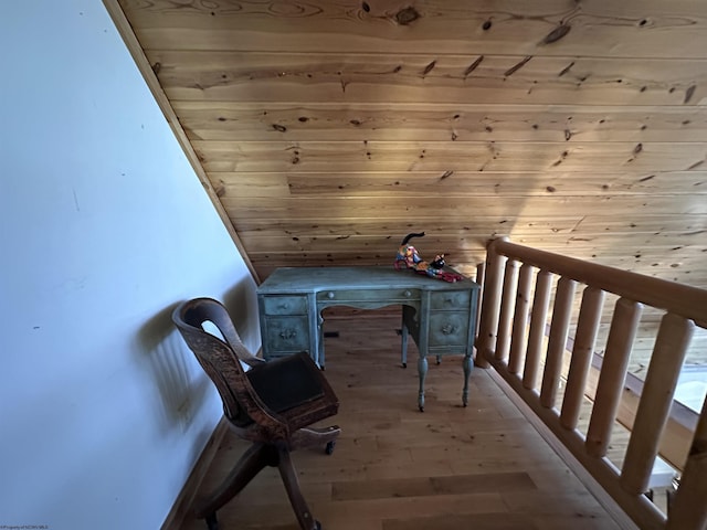 717 Lakeview Dr, Horner, WV 26372 - office with wooden ceiling and hardwood / wood-style floors