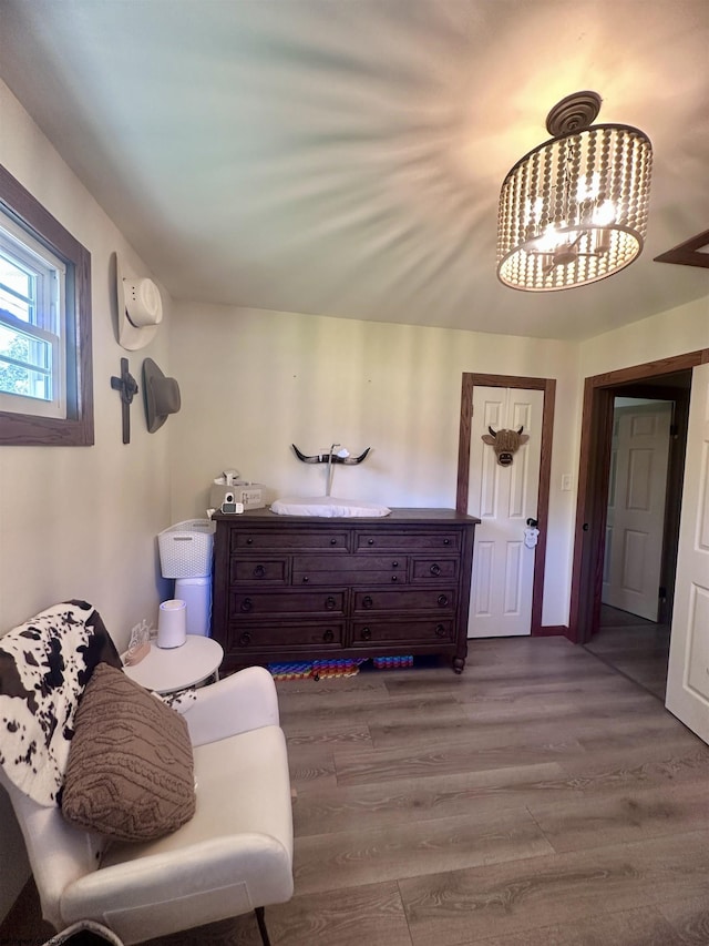 1829 Crooked Run Rd, Clarksburg, WV 26301 - sitting room with a chandelier and wood finished floors