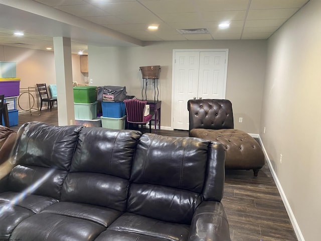 151 Raintree Blvd, Bridgeport, WV 26330 - living area featuring baseboards, a paneled ceiling, and wood finished floors