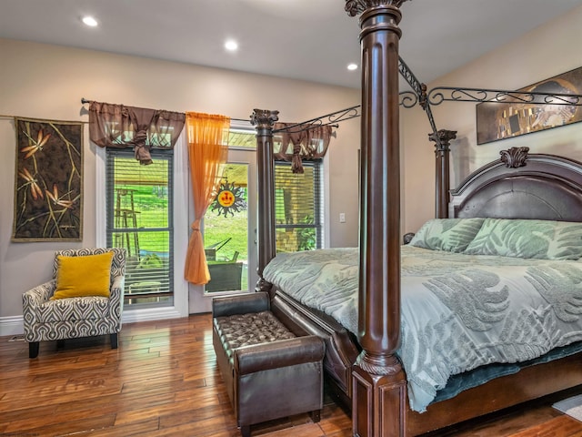 40 Briarwood Dr, Elkins, WV 26241 - bedroom featuring access to exterior, wood-type flooring, multiple windows, and recessed lighting