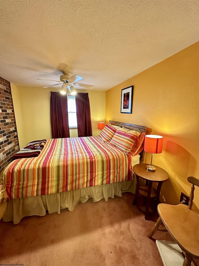 1322 Crystal Lake Rd, West Union, WV 26456 - carpeted bedroom with a textured ceiling and a ceiling fan