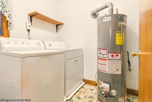 737 Summit Park Ave, Clarksburg, WV 26301 - laundry area featuring gas water heater, washer and dryer, and baseboards
