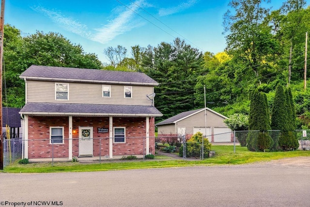 737 Summit Park Ave, Clarksburg, WV 26301 - view of front of property with a garage, a porch, brick siding, and a gate