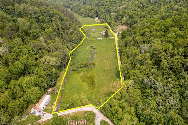 595 States Fork Rd, Metz, WV 26585 - aerial overview of property's location with a forest and property boundaries highlighted