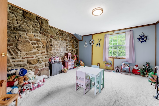 595 States Fork Rd, Metz, WV 26585 - rec room featuring carpet and crown molding