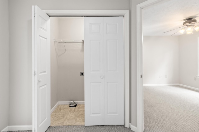 10 Pineview Pl, Morgantown, WV 26505 - laundry room featuring a ceiling fan, hookup for an electric dryer, and baseboards