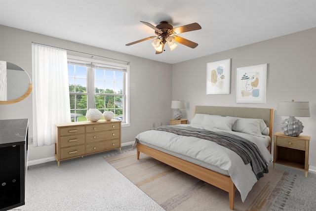 10 Pineview Pl, Morgantown, WV 26505 - bedroom with baseboards, light carpet, and ceiling fan