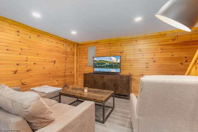 1 Ginger Ct, Terra Alta, WV 26764 - living room featuring recessed lighting, light wood-type flooring, and wood walls