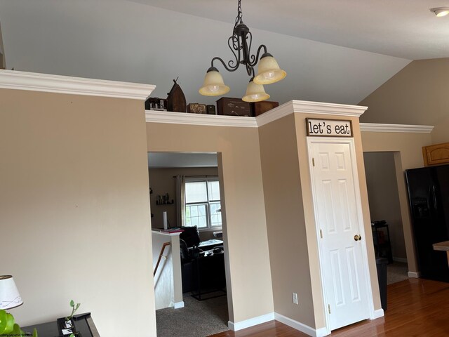 501 Santa Fe Ct, Morgantown, WV 26508 - dining area featuring dark wood-type flooring, baseboards, and vaulted ceiling