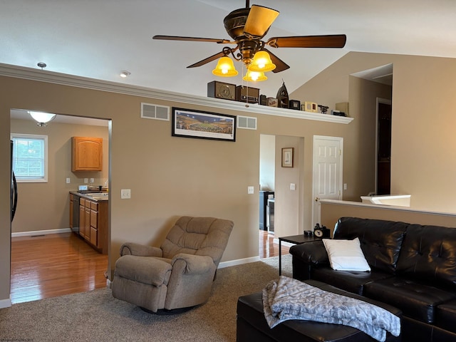 501 Santa Fe Ct, Morgantown, WV 26508 - living room featuring light carpet, a ceiling fan, and baseboards