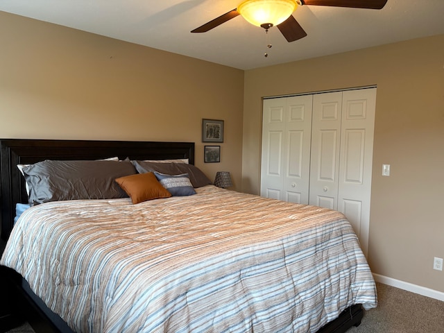 501 Santa Fe Ct, Morgantown, WV 26508 - bedroom featuring carpet flooring, a closet, a ceiling fan, and baseboards