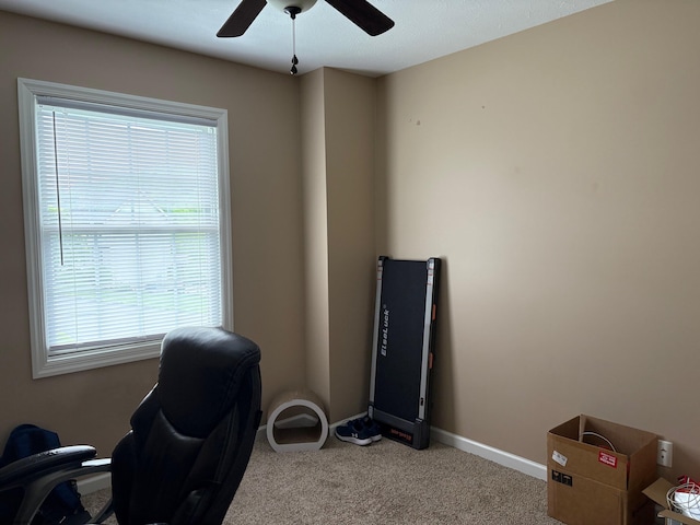501 Santa Fe Ct, Morgantown, WV 26508 - carpeted home office with ceiling fan and baseboards