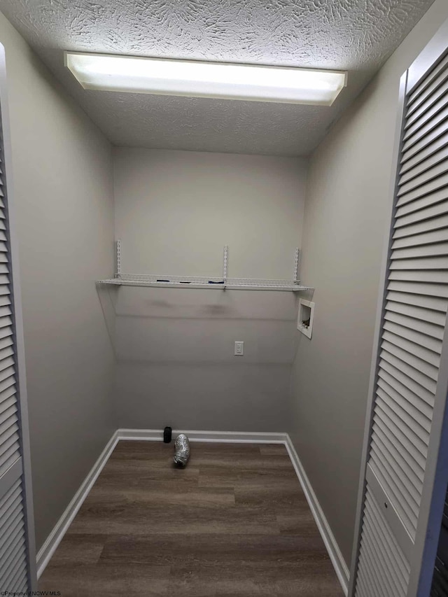 608 Ohio Ave, Nutter Fort, WV 26301 - laundry room with dark wood-style floors, washer hookup, baseboards, and a textured ceiling