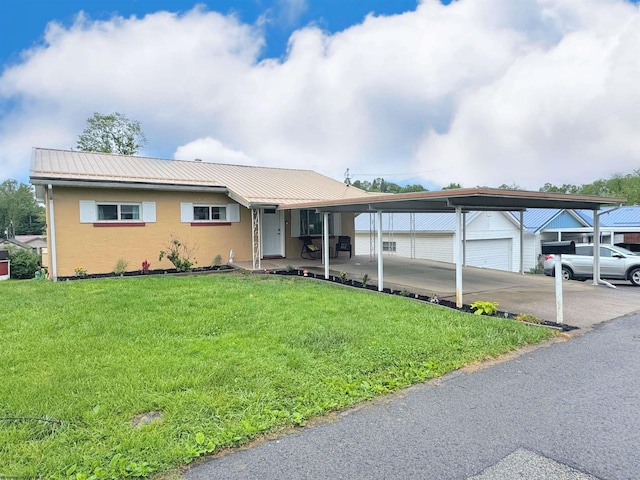 1601 Green Gables Rd, Fairmont, WV 26554 - view of front facade with a front yard, metal roof, and stucco siding