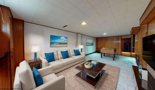 1601 Green Gables Rd, Fairmont, WV 26554 - living area featuring wooden walls and recessed lighting