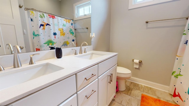 123 Sadie Ln, Morgantown, WV 26508 - bathroom with double vanity, a shower with shower curtain, and tile patterned flooring