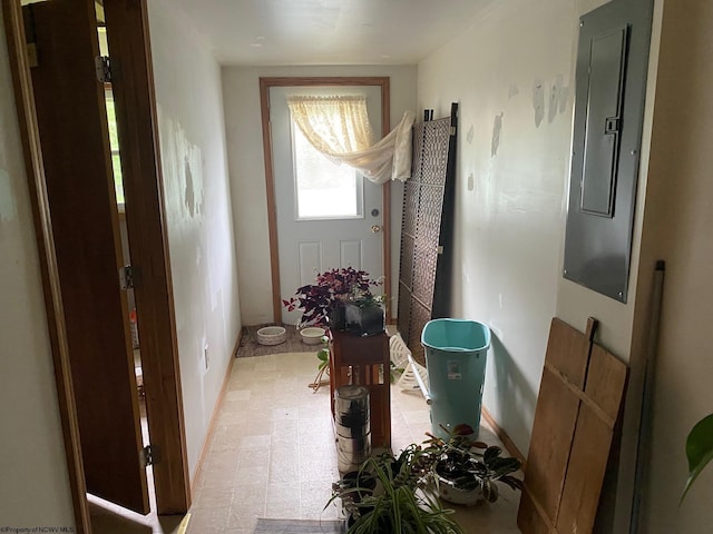 21434 Seneca Trl, Valley Head, WV 26294 - doorway with electric panel and light floors
