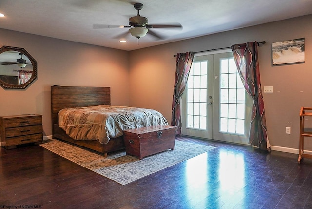1917 Pleasant Valley Rd, Fairmont, WV 26554 - bedroom featuring french doors, wood finished floors, recessed lighting, baseboards, and ceiling fan