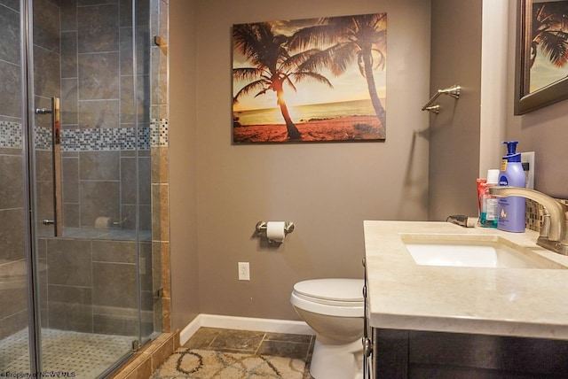 1917 Pleasant Valley Rd, Fairmont, WV 26554 - bathroom featuring baseboards, vanity, toilet, and a stall shower