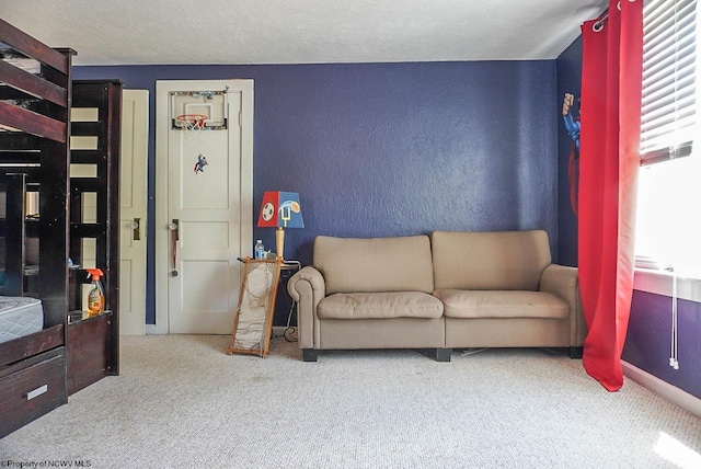1917 Pleasant Valley Rd, Fairmont, WV 26554 - living room featuring carpet, a textured wall, and baseboards