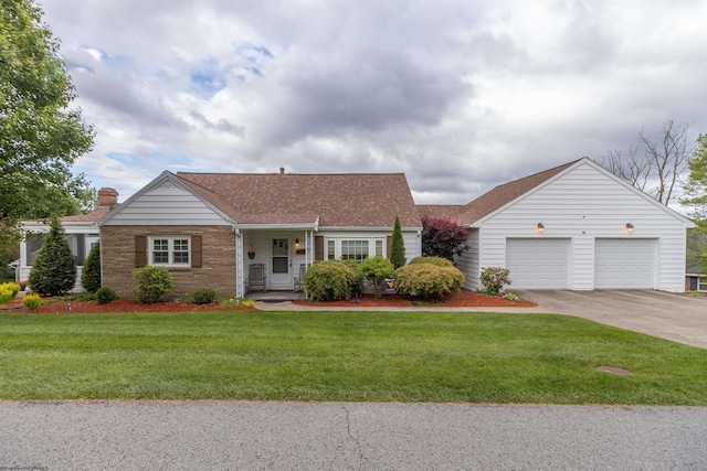 209 Arbor Ct, Bridgeport, WV 26330 - view of front facade featuring a garage, concrete driveway, a shingled roof, and a front lawn