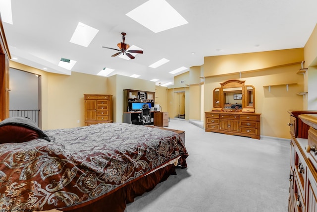 237 Highland Ave, Grafton, WV 26354 - carpeted bedroom featuring a skylight, lofted ceiling, and a ceiling fan