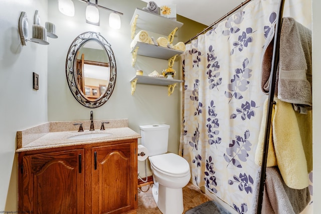237 Highland Ave, Grafton, WV 26354 - bathroom featuring toilet, vanity, and a shower with shower curtain