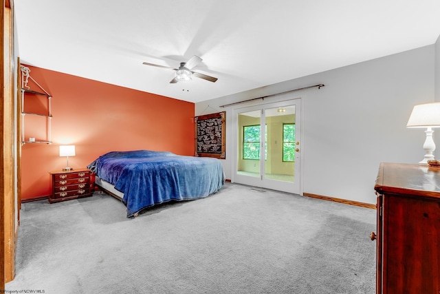 237 Highland Ave, Grafton, WV 26354 - carpeted bedroom with baseboards, ceiling fan, and access to exterior
