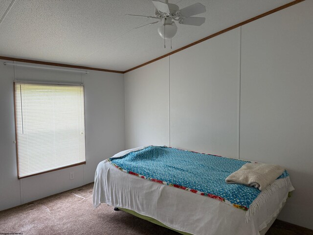 227 Wamsley Way, Valley Bend, WV 26293 - carpeted bedroom featuring crown molding, a ceiling fan, and a textured ceiling