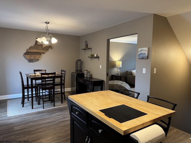 203 Tarbert Ct, Morgantown, WV 26508 - dining space featuring dark wood-type flooring, a chandelier, and baseboards