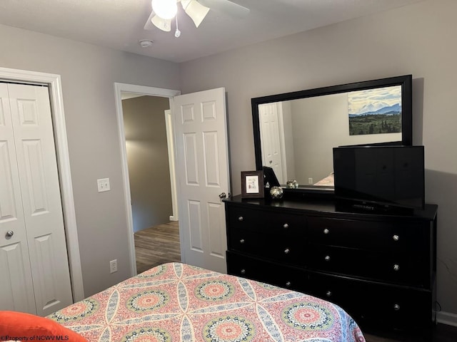 203 Tarbert Ct, Morgantown, WV 26508 - bedroom featuring a closet, wood finished floors, and ceiling fan