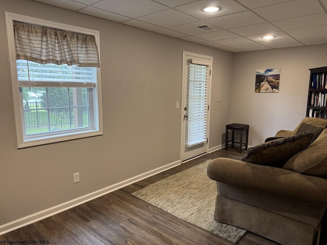 203 Tarbert Ct, Morgantown, WV 26508 - living area with dark wood-type flooring, baseboards, and a paneled ceiling