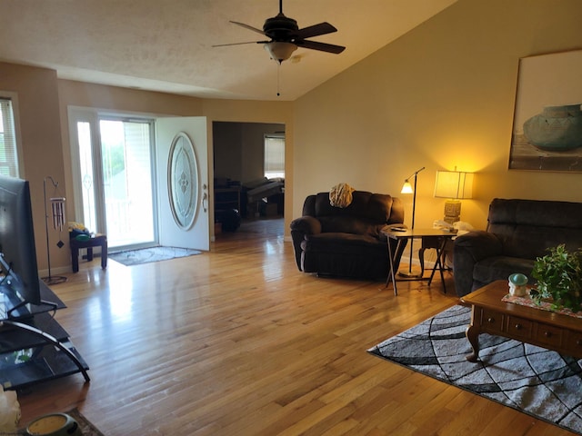 110 Woodmont Way, Fairmont, WV 26554 - living room with light wood-style flooring, ceiling fan, lofted ceiling, and baseboards