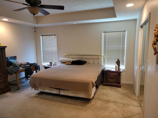 110 Woodmont Way, Fairmont, WV 26554 - bedroom featuring light carpet, recessed lighting, baseboards, and a ceiling fan