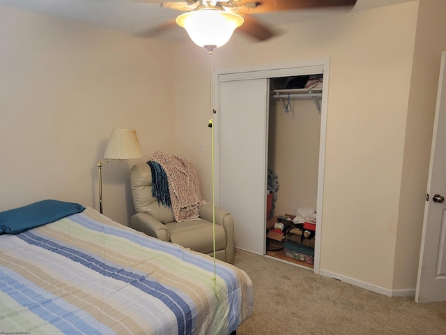 110 Woodmont Way, Fairmont, WV 26554 - bedroom with carpet floors, a closet, and a ceiling fan