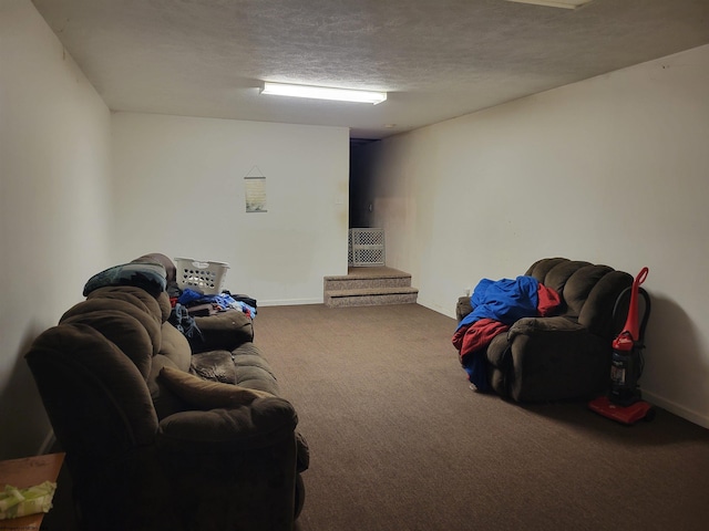 110 Woodmont Way, Fairmont, WV 26554 - living area featuring carpet, a textured ceiling, and baseboards