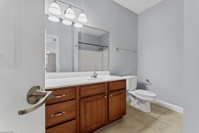 1318 Suncrest Vlg, Morgantown, WV 26505 - bathroom with vanity, toilet, tile patterned floors, baseboards, and a shower