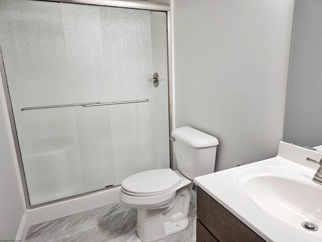 835 Auburn Ln, Flemington, WV 26347 - bathroom with a shower stall, vanity, and toilet