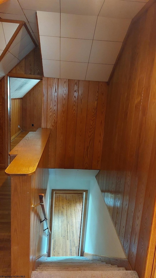 110 15th St, Elkins, WV 26241 - stairway with wooden walls and vaulted ceiling