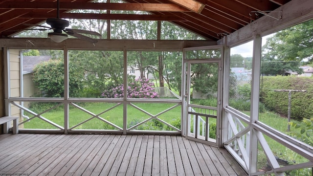 110 15th St, Elkins, WV 26241 - unfurnished sunroom with vaulted ceiling and ceiling fan