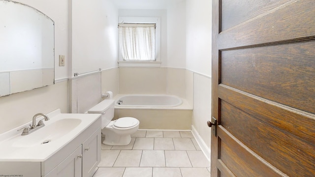 820 Field St, Fairmont, WV 26554 - full bath featuring vanity, a bath, toilet, and tile patterned flooring