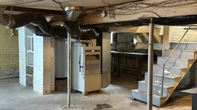 820 Field St, Fairmont, WV 26554 - unfinished basement with stairway and heating unit