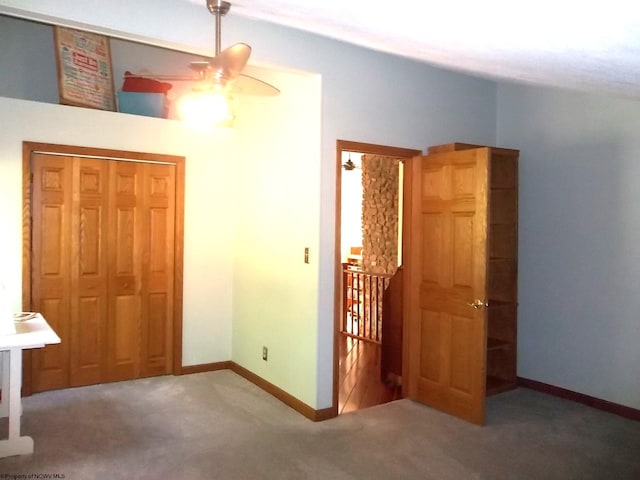 444 Gordon Rd, Beverly, WV 26253 - unfurnished bedroom with carpet floors, baseboards, a closet, and a ceiling fan