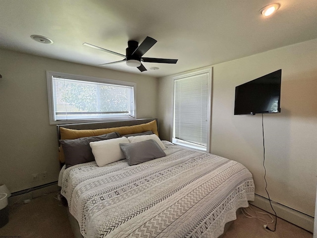 420 Fairfax Ave, Davis, WV 26260 - bedroom featuring a ceiling fan, baseboards, and a baseboard heating unit