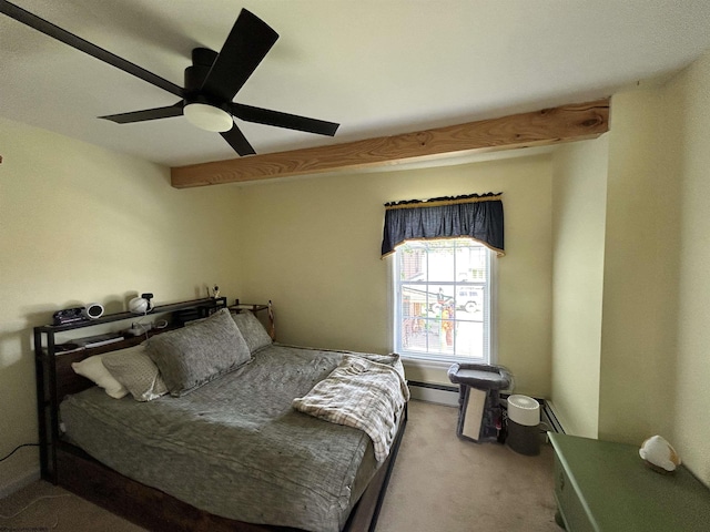420 Fairfax Ave, Davis, WV 26260 - bedroom featuring carpet flooring, ceiling fan, a baseboard heating unit, and a baseboard radiator