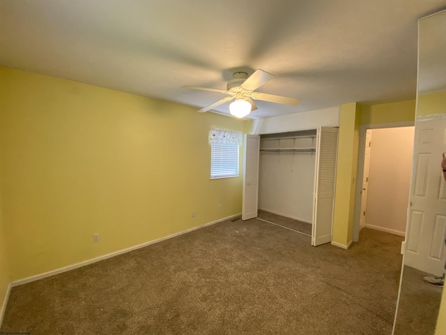 206 Evergreen Dr, Elkins, WV 26241 - unfurnished bedroom with dark colored carpet, a closet, baseboards, and a ceiling fan