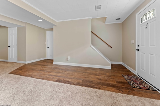 101 Forest Dr, Morgantown, WV 26505 - foyer entrance with crown molding, carpet floors, and baseboards